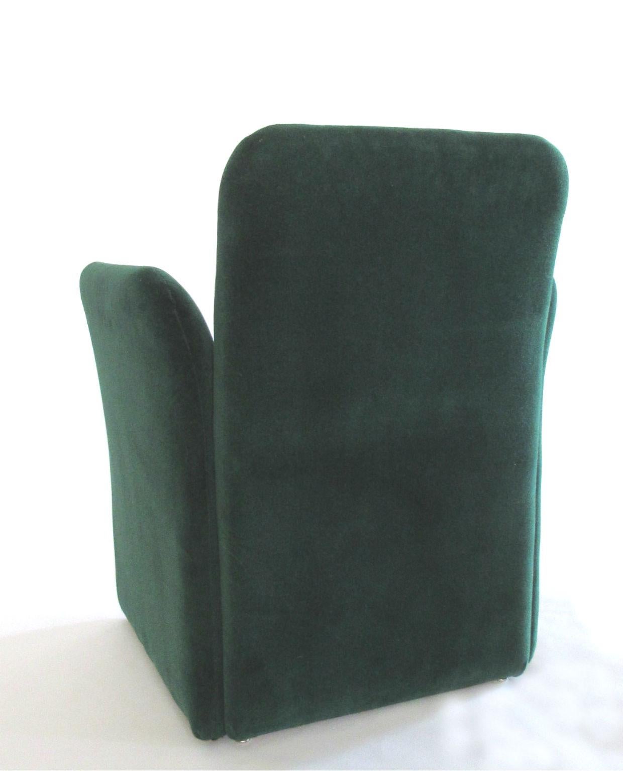 Pair of Emerald Green Velvet Upholstered Armchairs by Leon Rosen for Pace, 1980s In Good Condition In Surprise, AZ