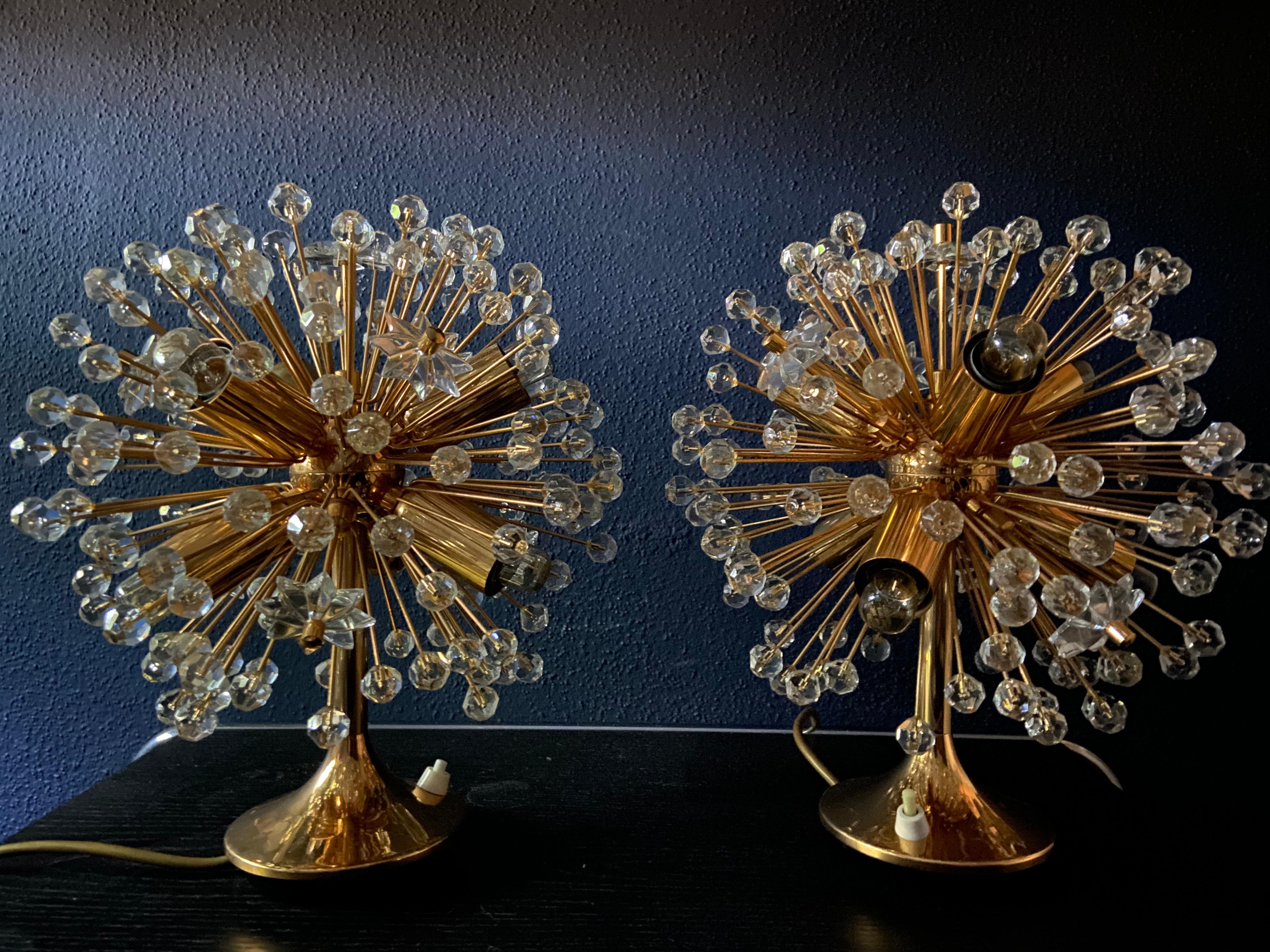 Paire de lampes de table Dandelion Sputnik d'Emil Stejnar Excellent état - En vente à Cork, IE