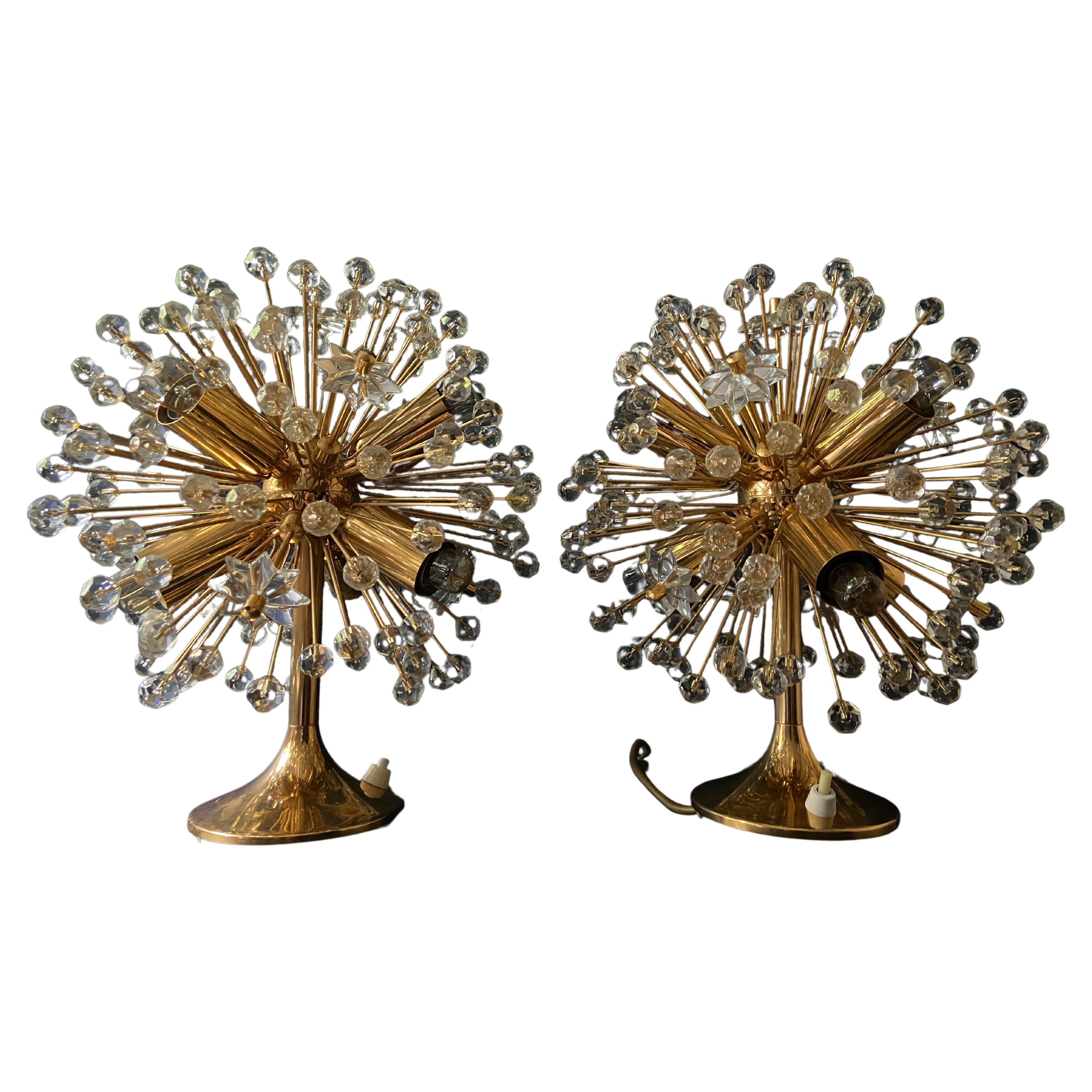 Paire de lampes de table Dandelion Sputnik d'Emil Stejnar en vente