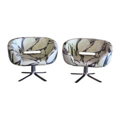 Pair of Emilio Pucci Leather Rive Droite Swivel Chairs by Cappellini, 2001