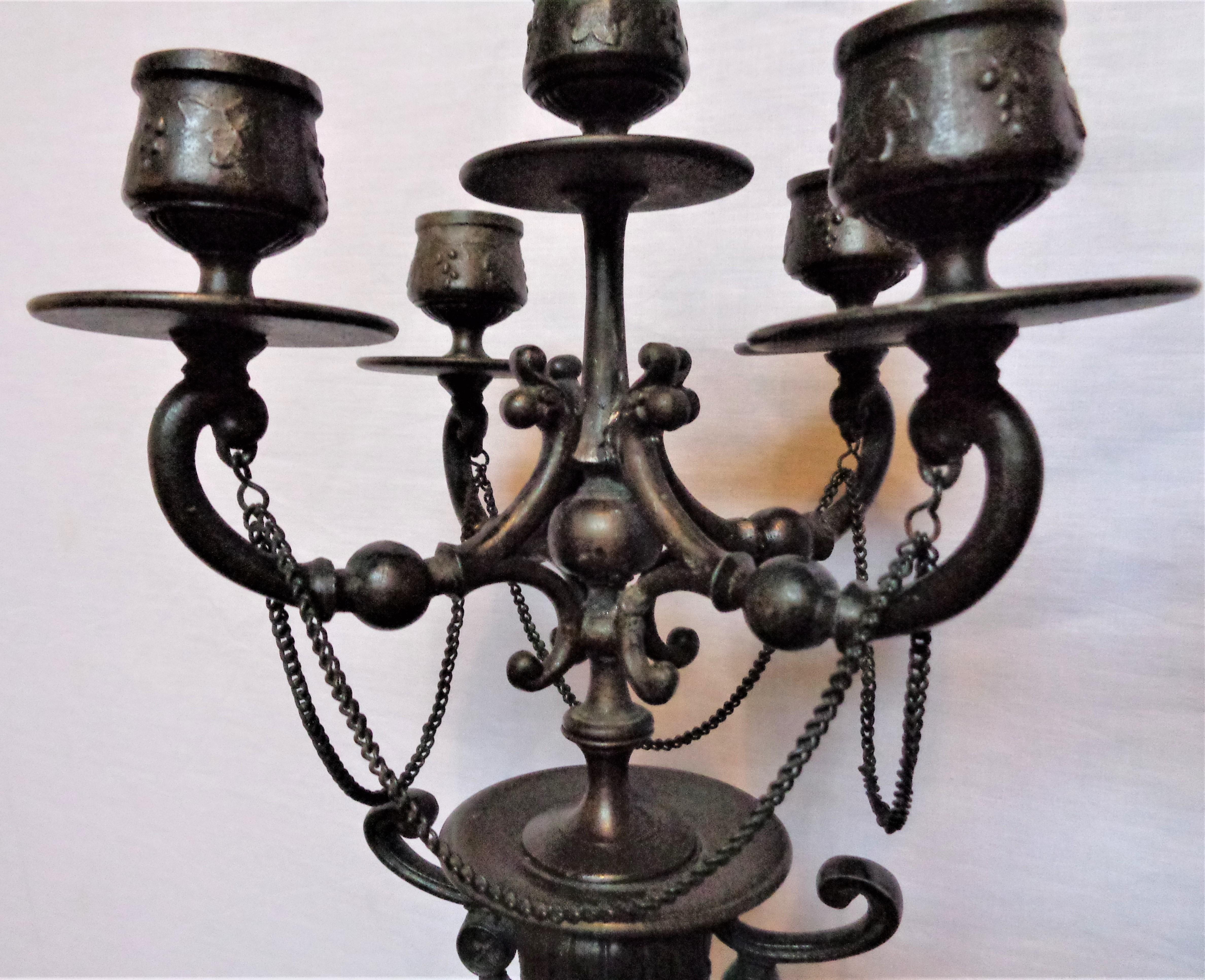 French Design, Empire, Candelabras, Patinated Bronze, France, 19th C. For Sale 2