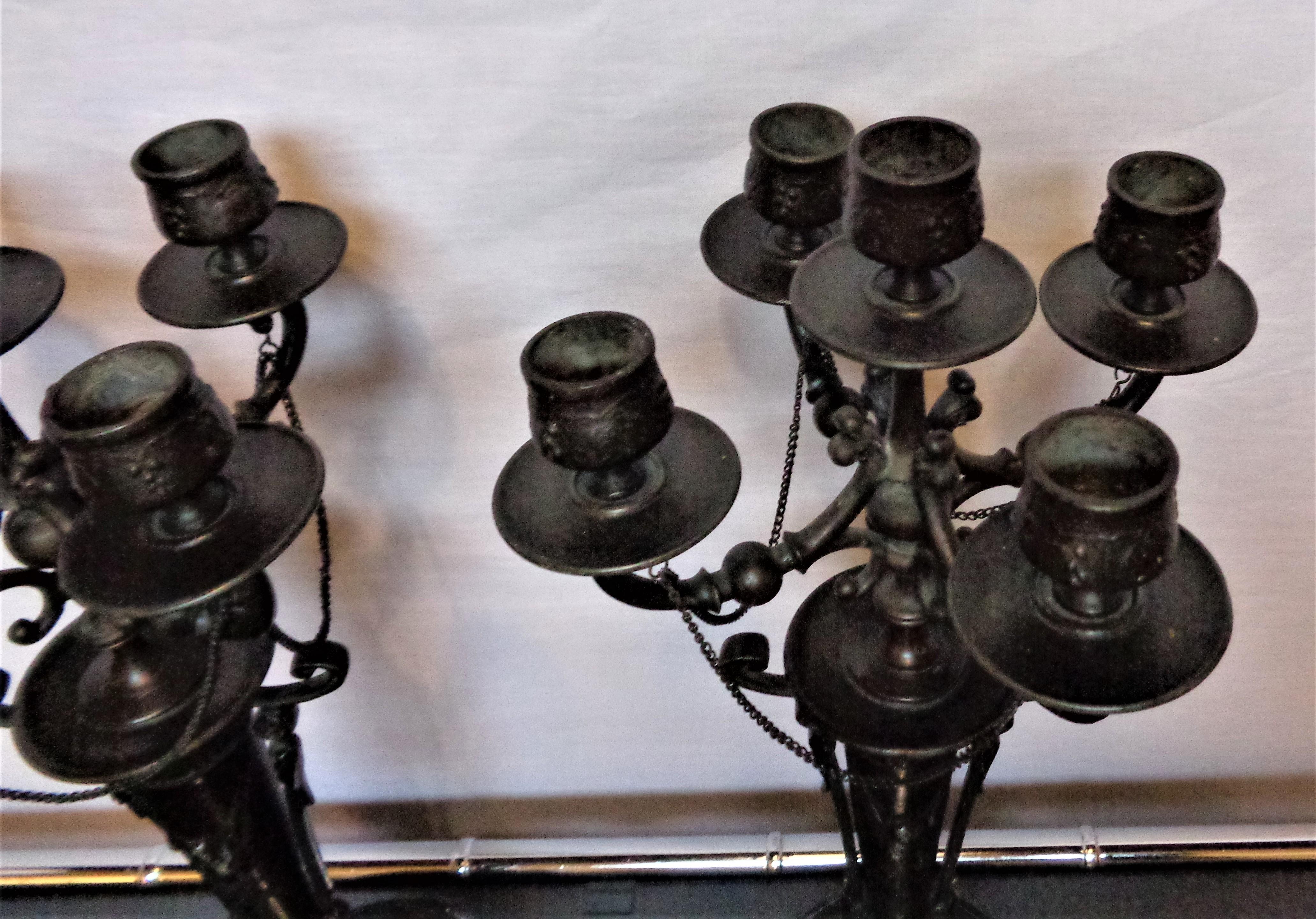 French Design, Empire, Candelabras, Patinated Bronze, France, 19th C. For Sale 4