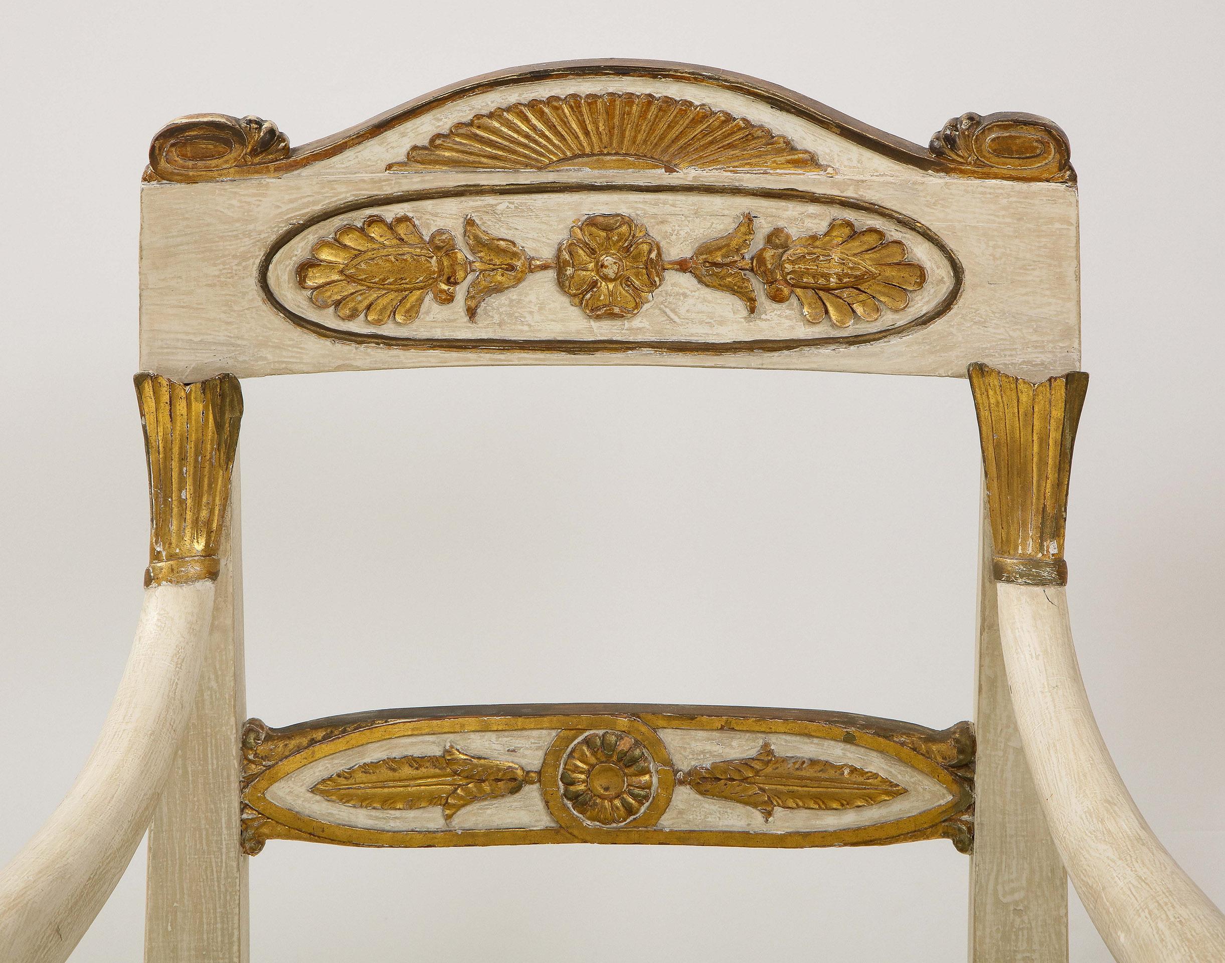 Giltwood Pair of Empire Armchairs