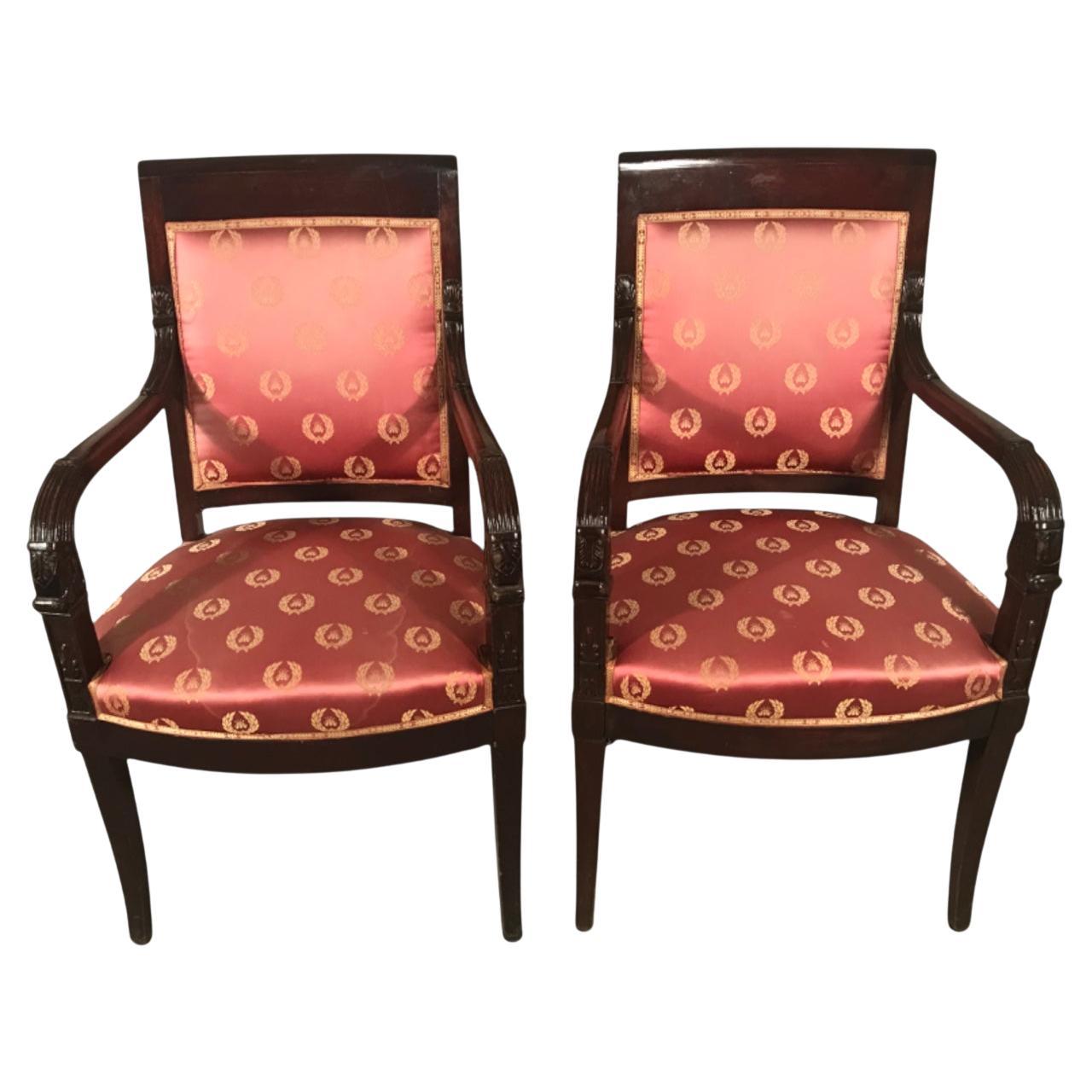 Pair of Empire Armchairs, France ca. 1810