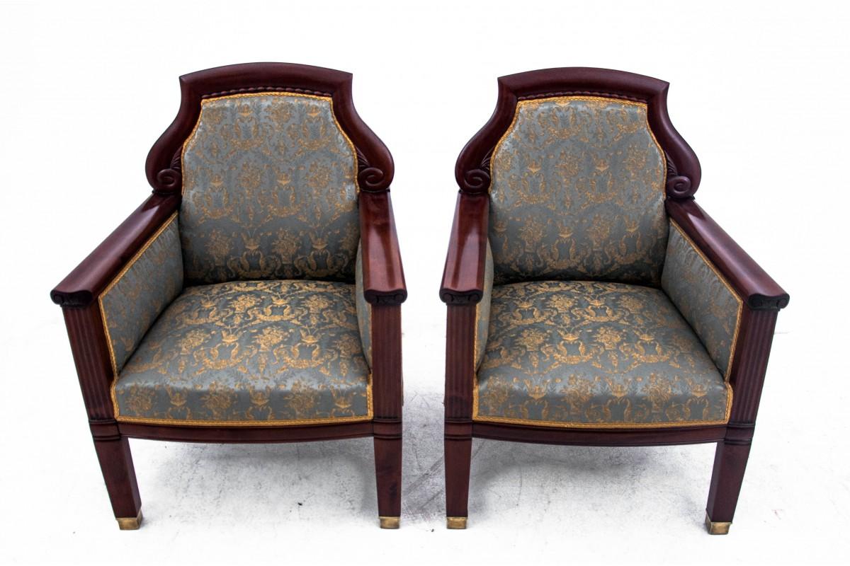 Scandinavian Pair of Empire Armchairs, Northern Europe, circa 1870. For Sale