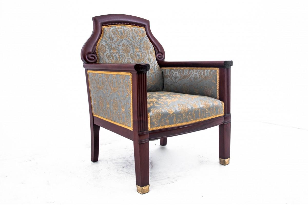 Mahogany Pair of Empire Armchairs, Northern Europe, circa 1870. For Sale