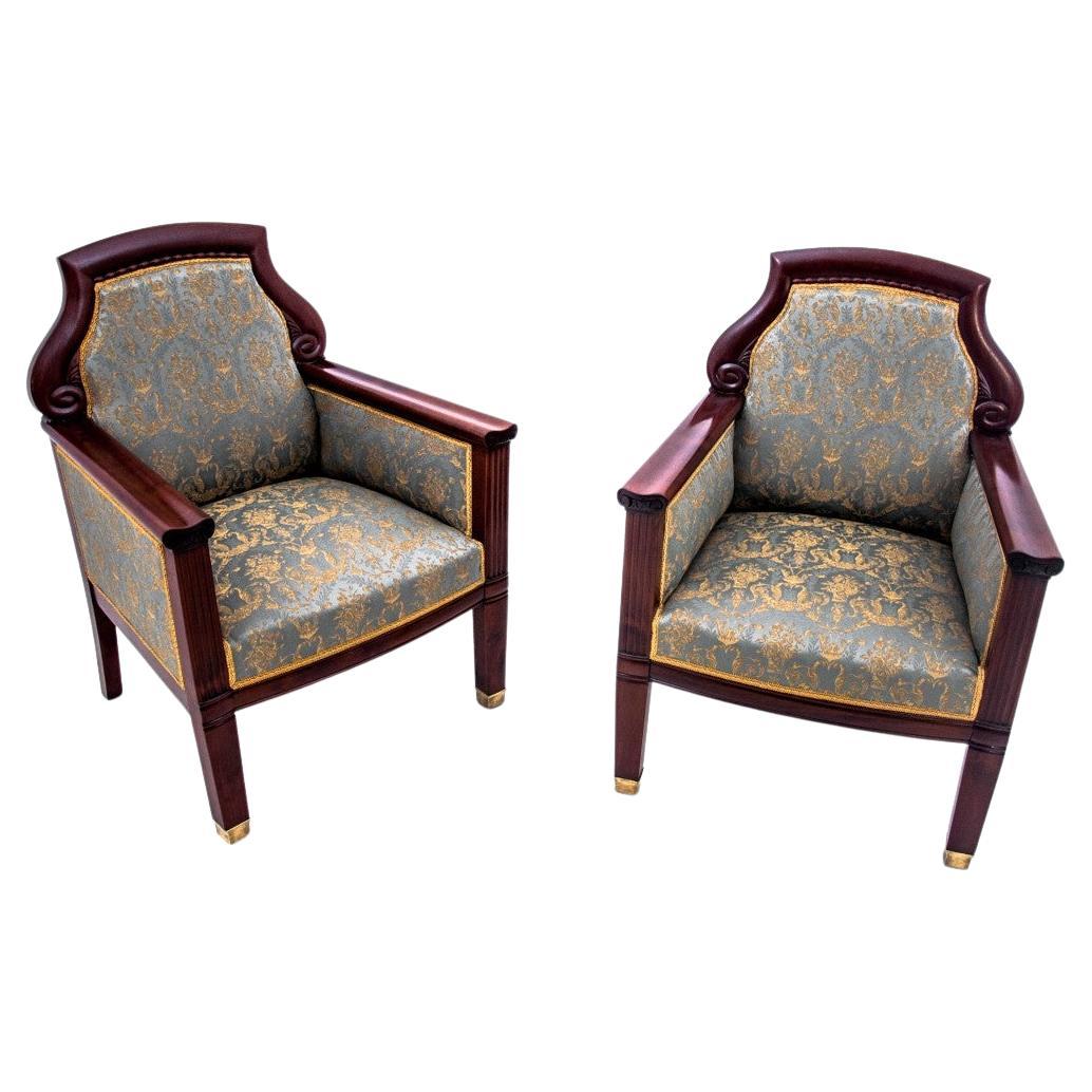 Pair of Empire Armchairs, Northern Europe, circa 1870. For Sale