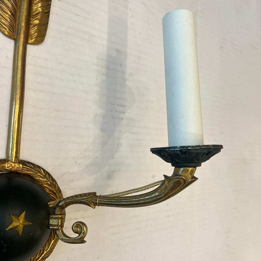 French Pair of Empire Arrow Sconces For Sale
