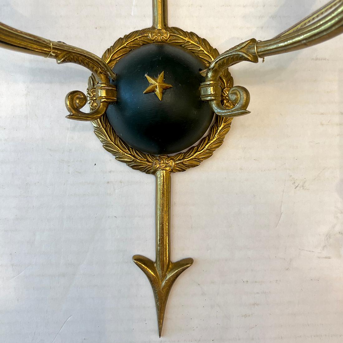 Gilt Pair of Empire Arrow Sconces For Sale