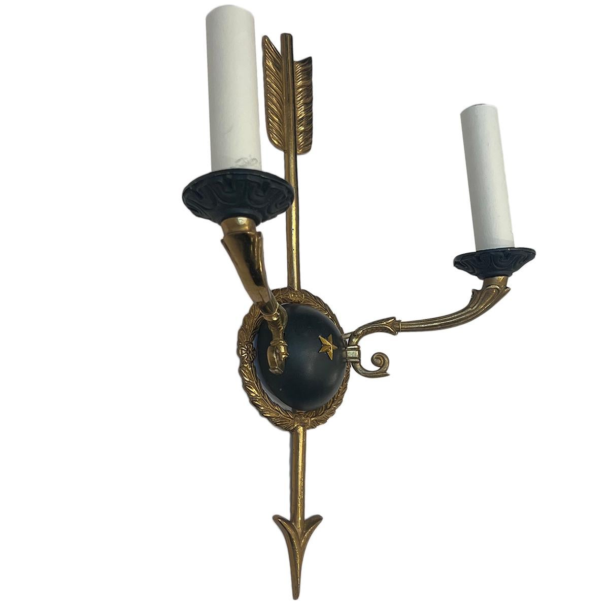 Pair of Empire Arrow Sconces For Sale 1
