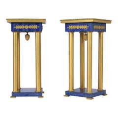 Pair of  French Lapis Lazuli Empire Pedestals