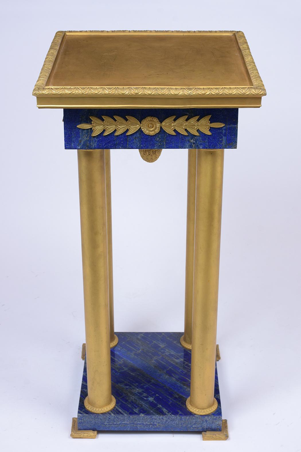 Mid-20th Century Pair of  French Lapis Lazuli Empire Pedestals
