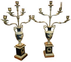Pair of Empire Bronze 5 Light Candle Sticks