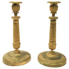 Pair of Empire Bronze Candlesticks