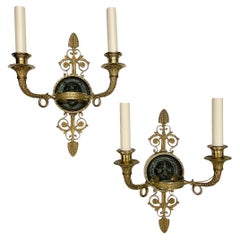 Antique Pair of Empire Bronze Sconces