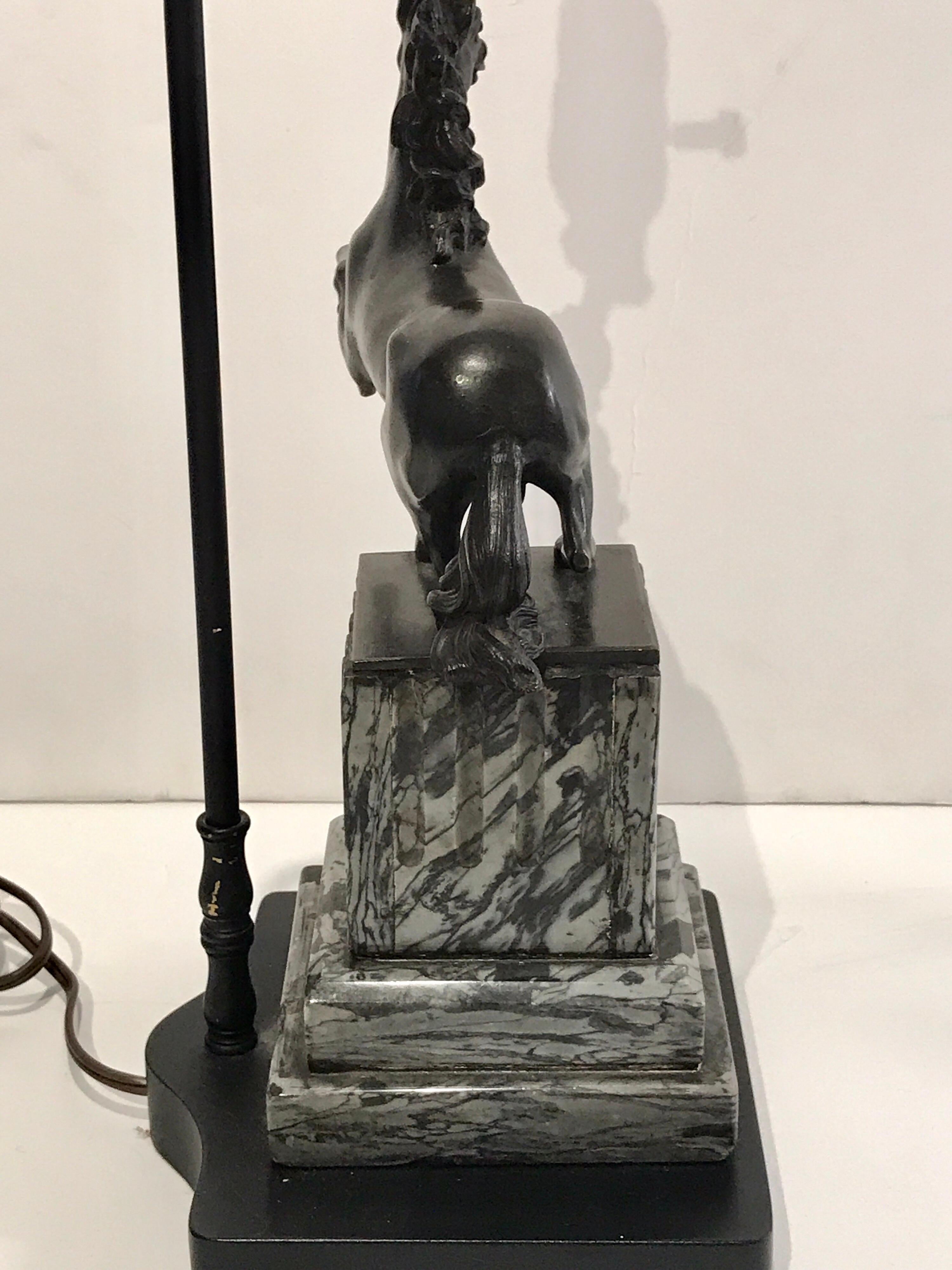 19th Century Pair of Empire Bronzes, Napoleon & Marengo, Now as Lamps