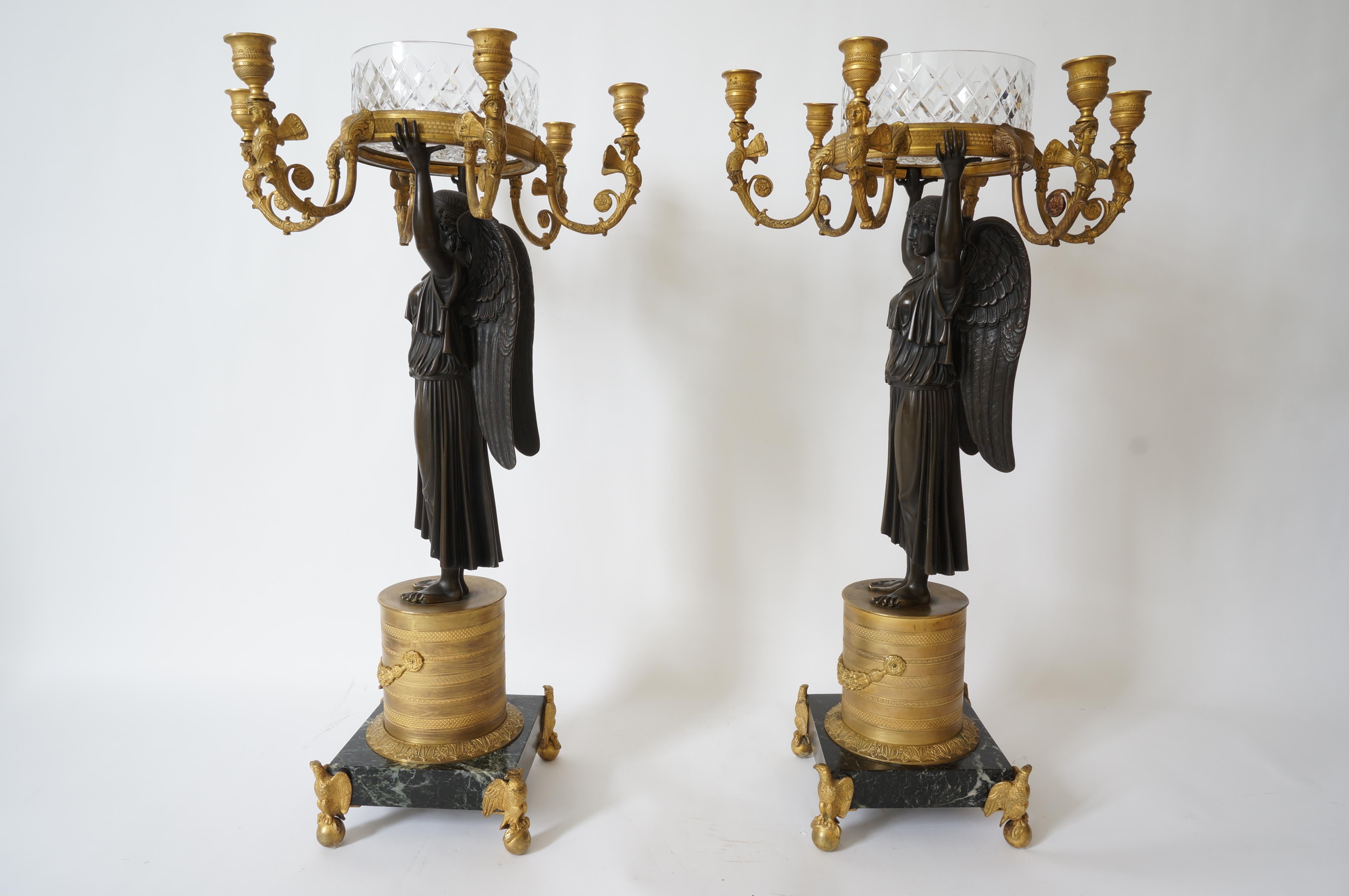 Pair of Empire Candelabra Thomire Style In Good Condition For Sale In West Palm Beach, FL