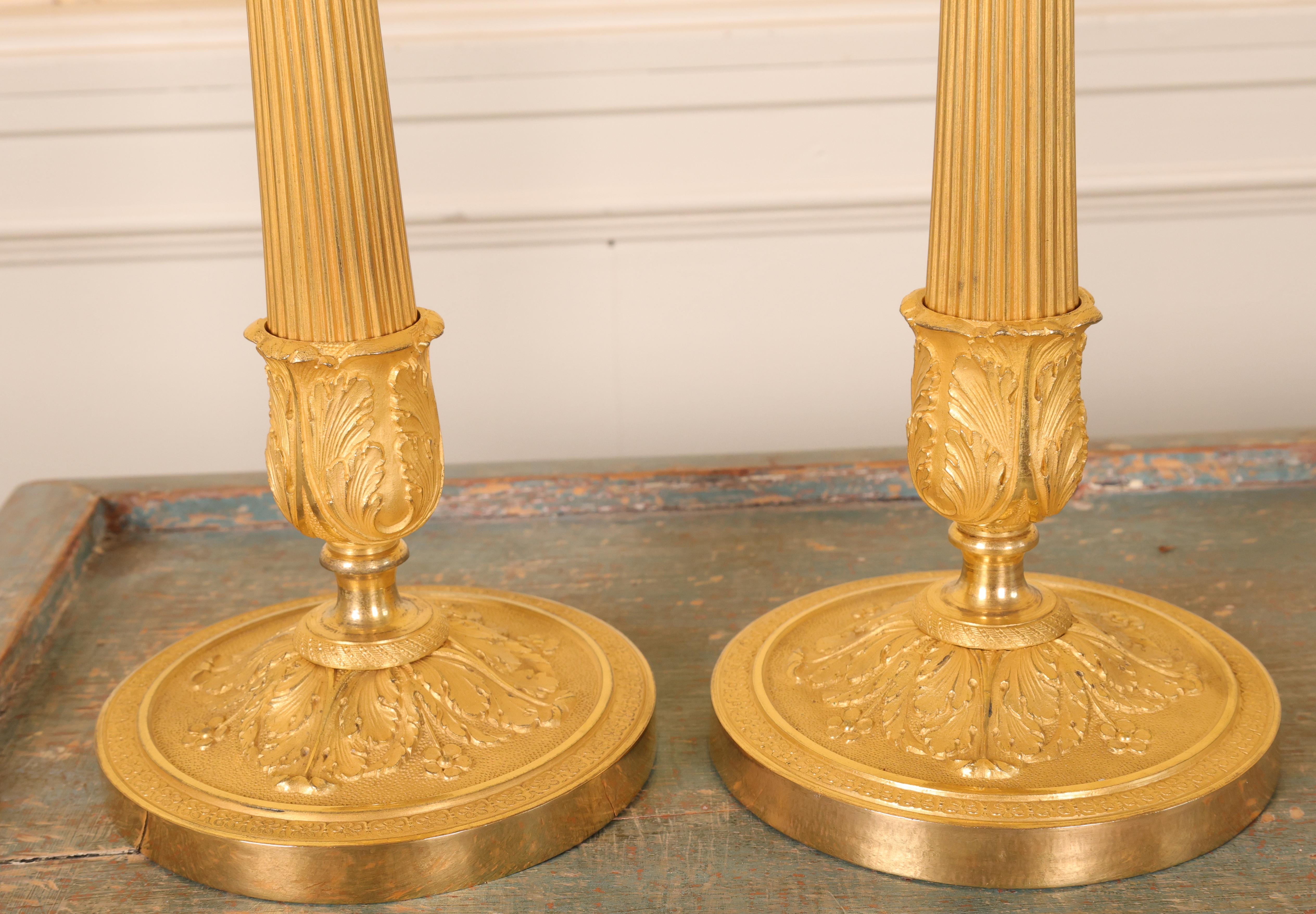Dorato Coppia di candelabri Impero in vendita