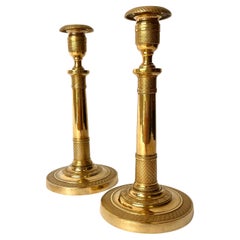 Pair of Empire Candlesticks, Gilded Bronze, France, Early 19th Century