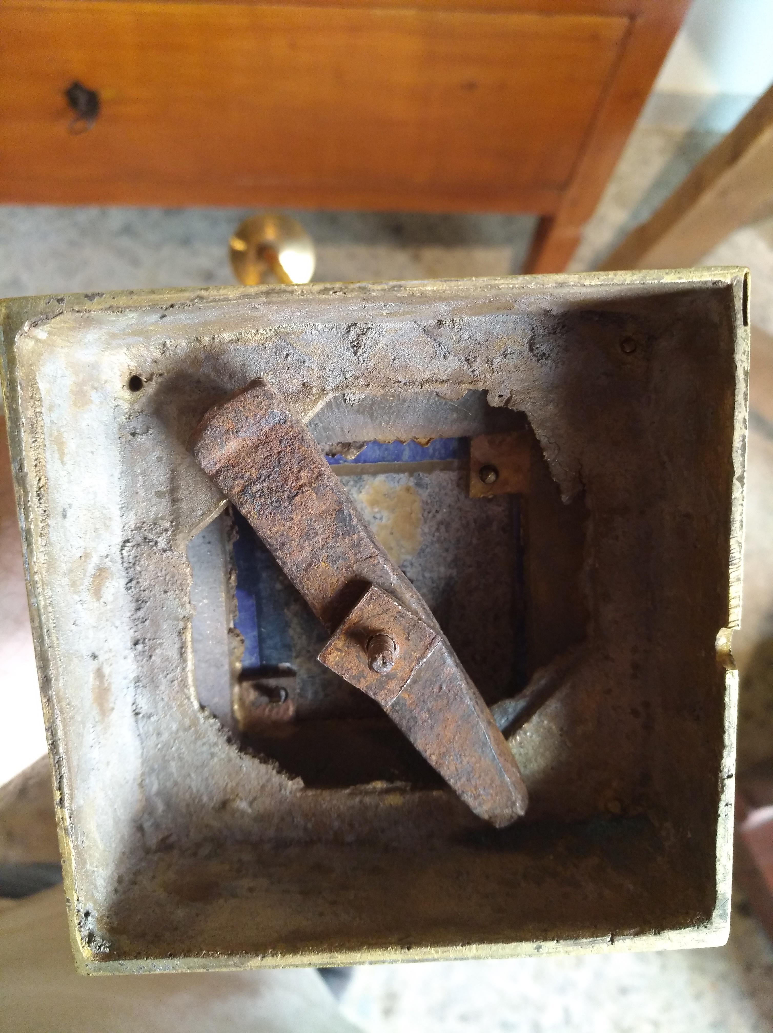 Pair of Empire Candlesticks, Golden Bronze Lapis Bases Empire 1830 Sphinx For Sale 3