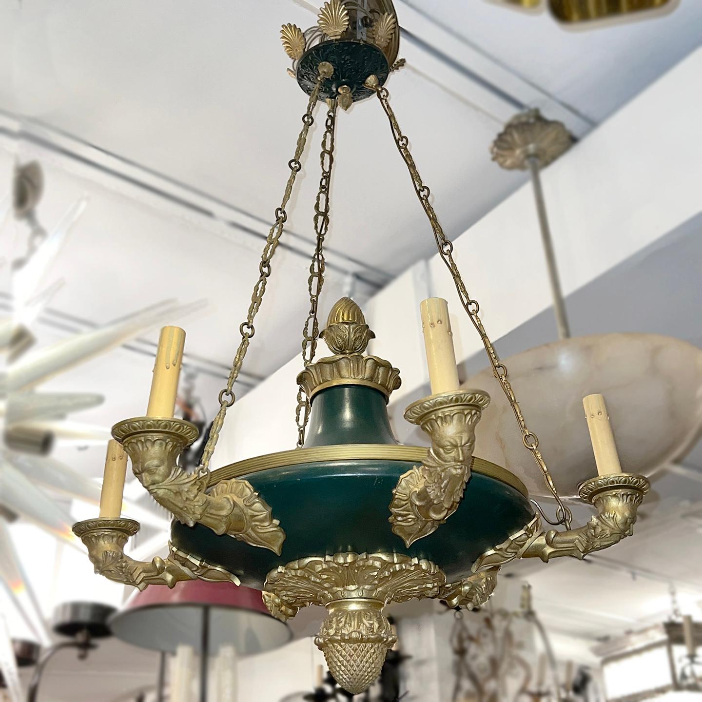 Pair of Empire Chandeliers, Sold Individually In Good Condition For Sale In New York, NY