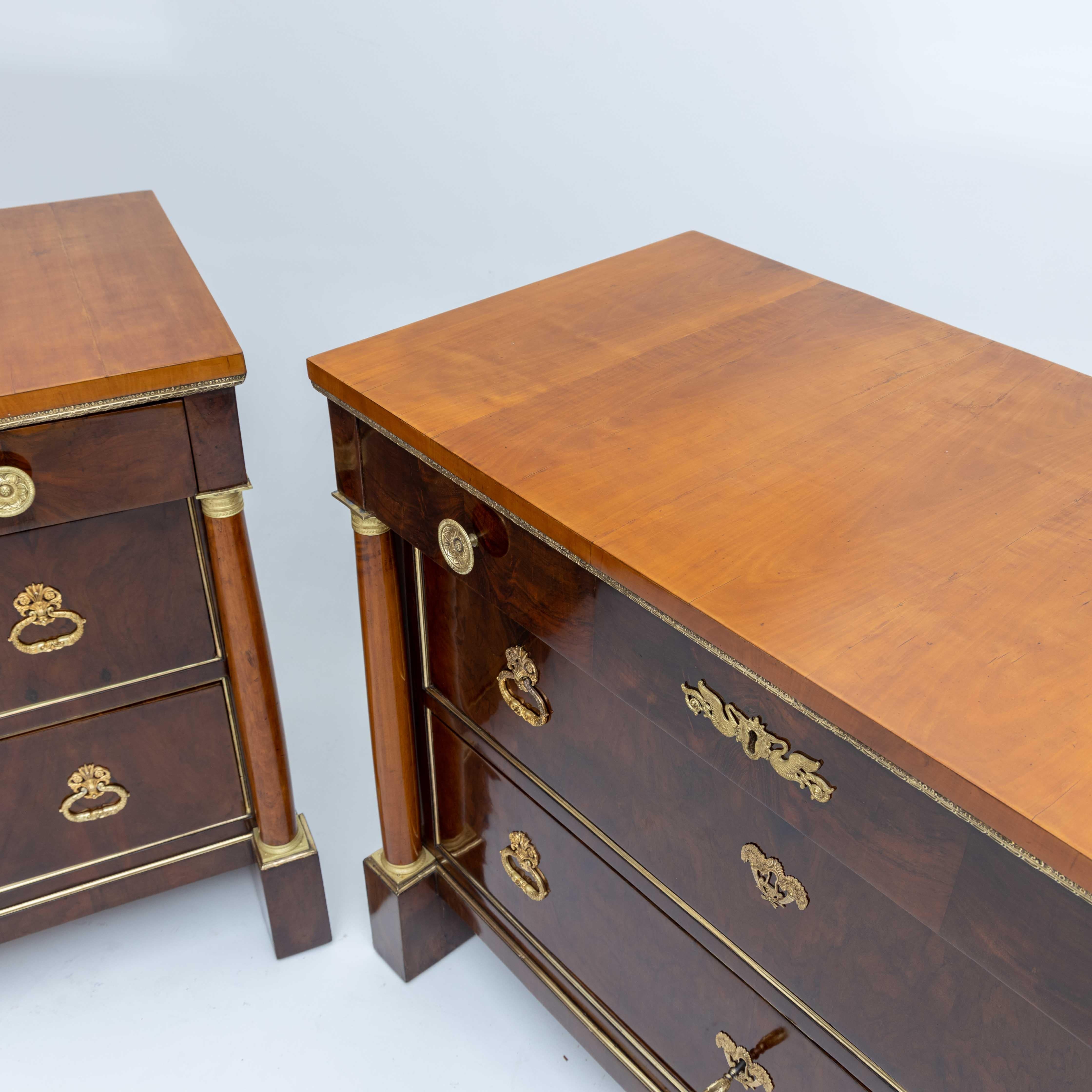 Pair of Empire Chests of Drawers with Fire-Gilt Fittings, Italy Early 19th Cent. 5