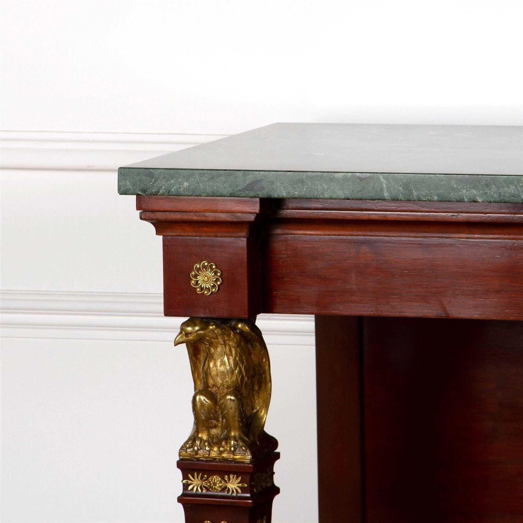 Marble Pair of Empire Console Tables For Sale