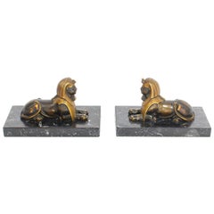 Pair of Empire Egyptian Revival Table Bronze Recumbent Pharaoh, 19th Century