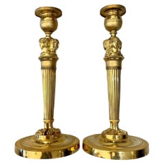 Pair of Empire-era Candlesticks with Egyptian Female Busts