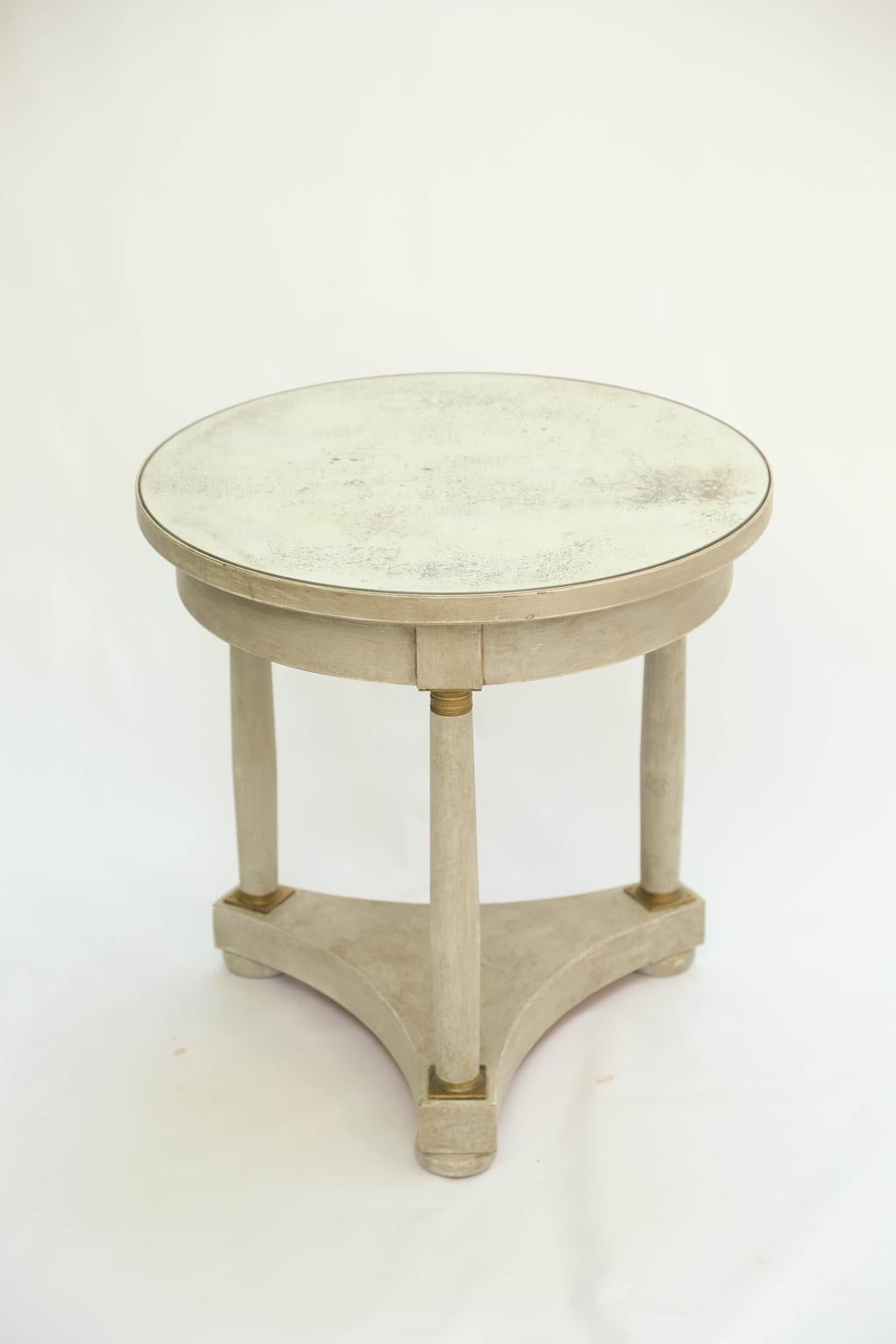 Pair of Empire Form Painted End Tables with Mirrored Tops In Good Condition In West Palm Beach, FL