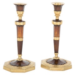 Pair of Empire French Bronze Candlesticks