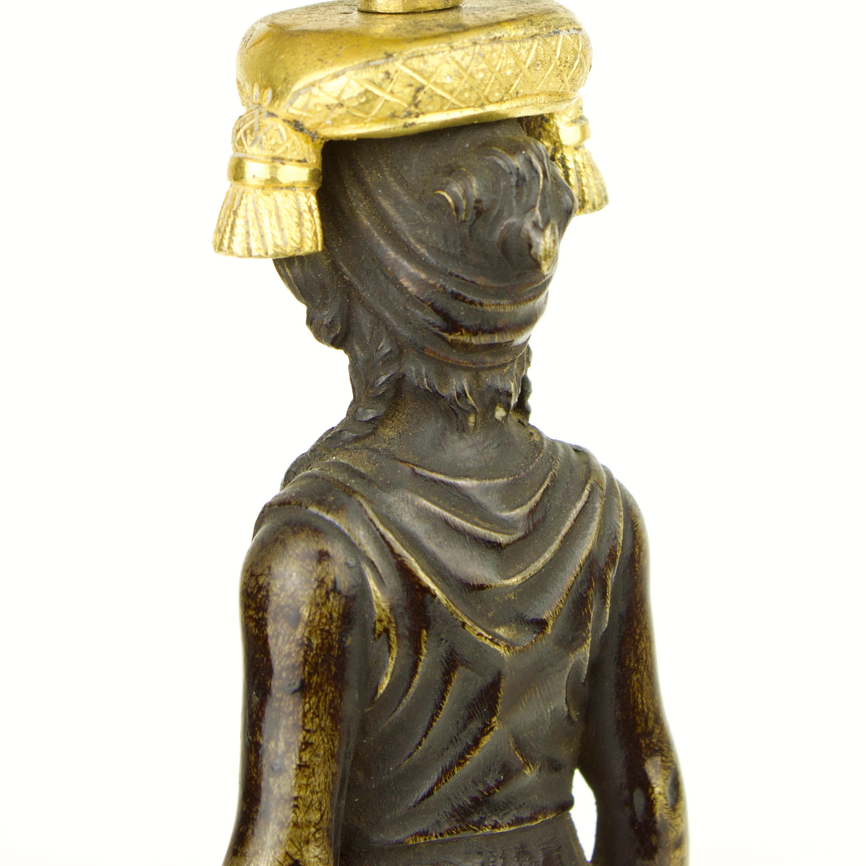 Paar Empire-Kerzenständer mit weiblichen Figuren aus vergoldeter und patinierter Bronze, Empire im Angebot 6