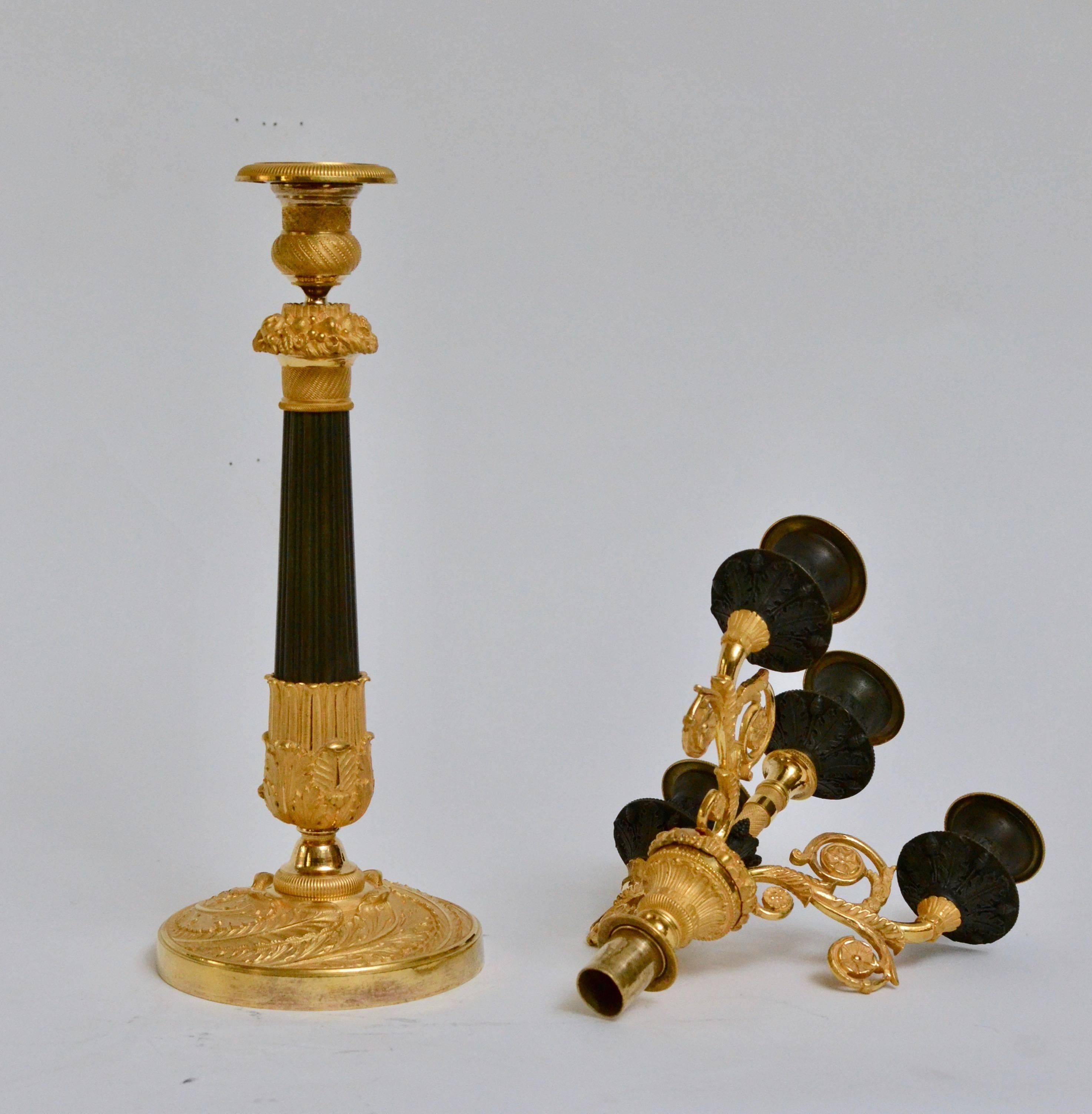 Pair of Empire Gilt Bronze Candelabra (Französisch)