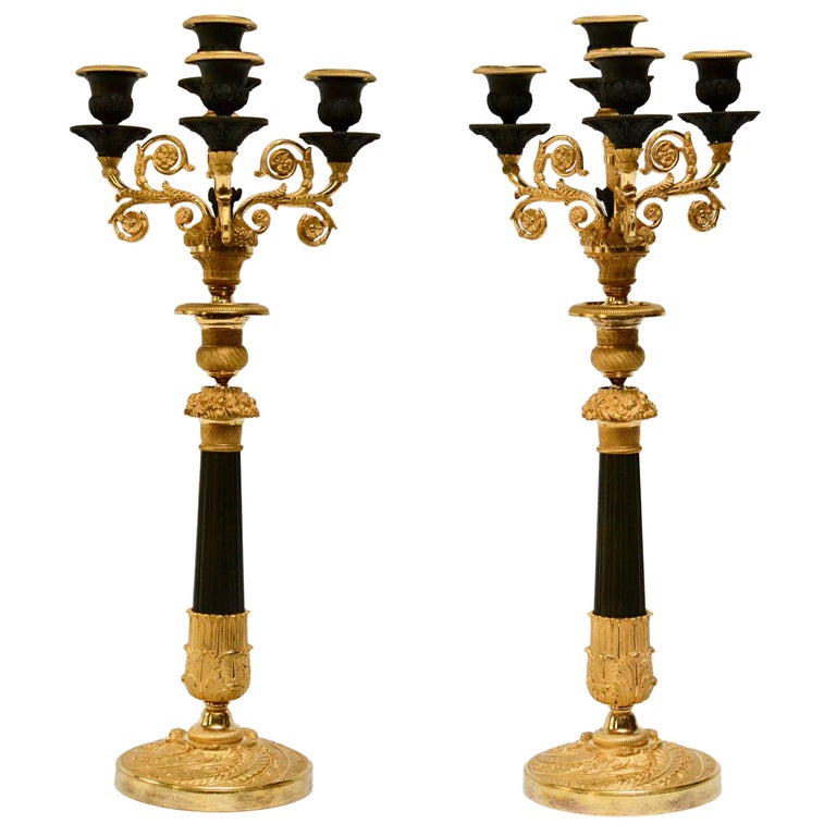 Pair of Empire Gilt Bronze Candelabra at 1stdibs