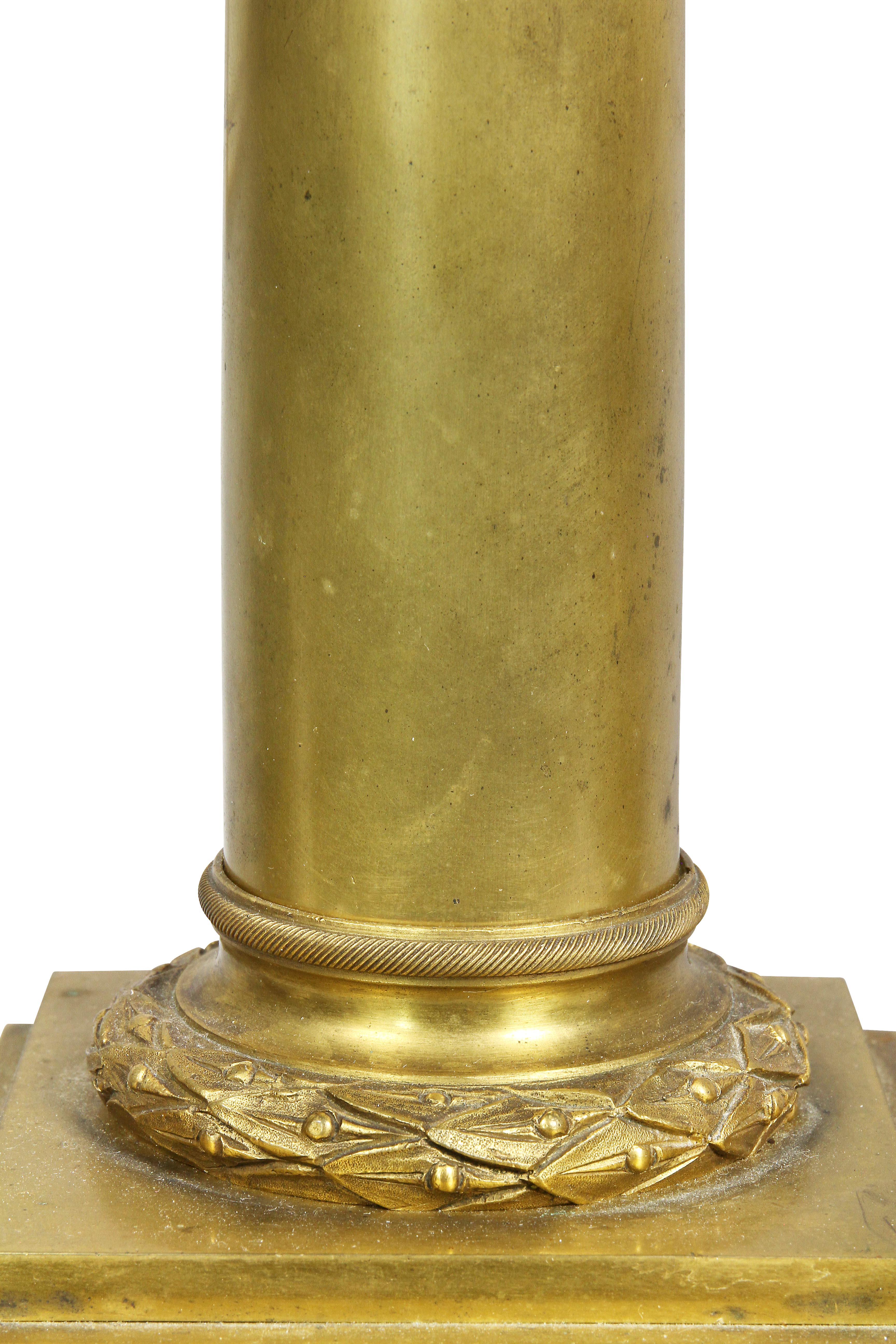 Mid-19th Century Pair of Empire Gilt Bronze Table Lamps