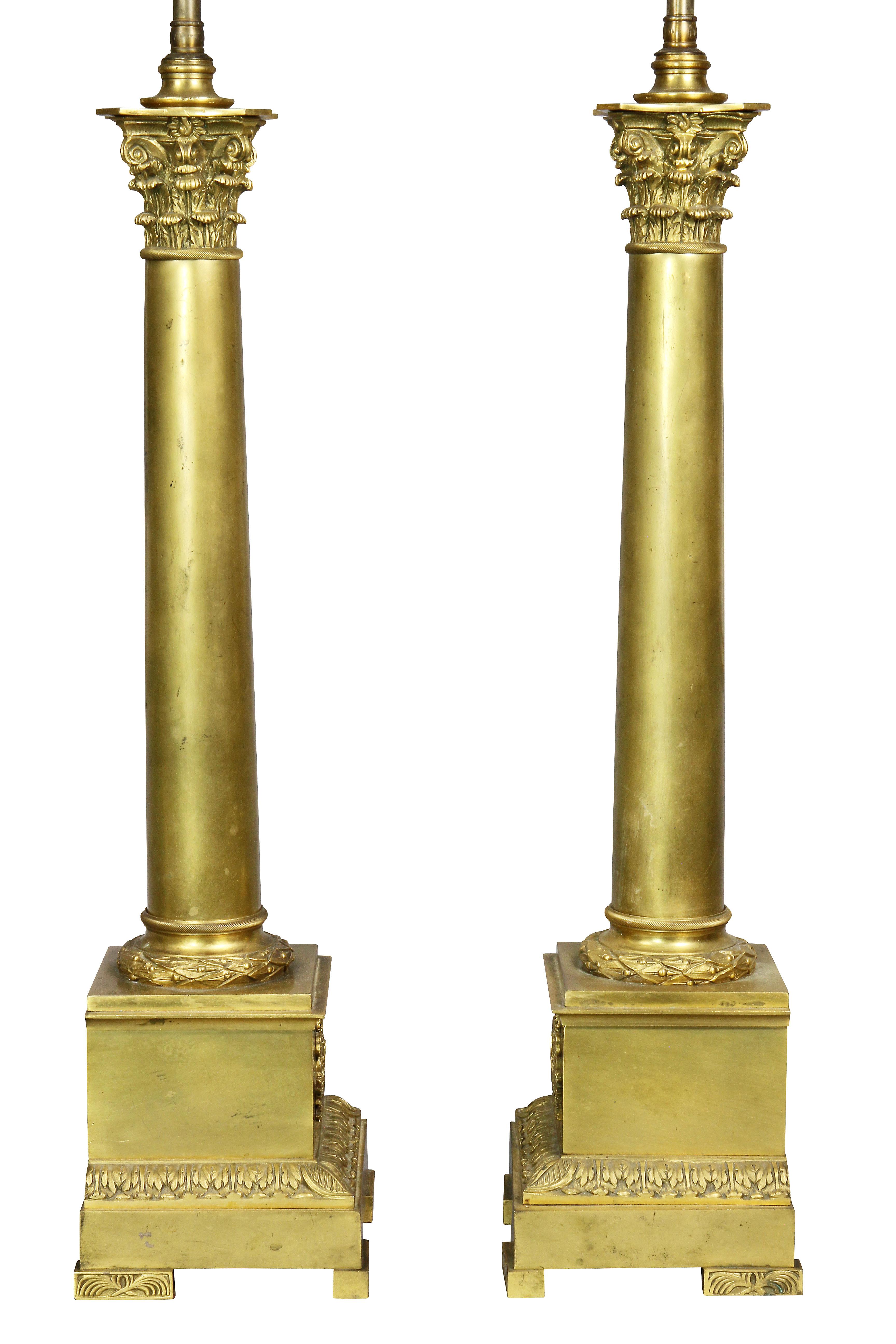 Pair of Empire Gilt Bronze Table Lamps 2