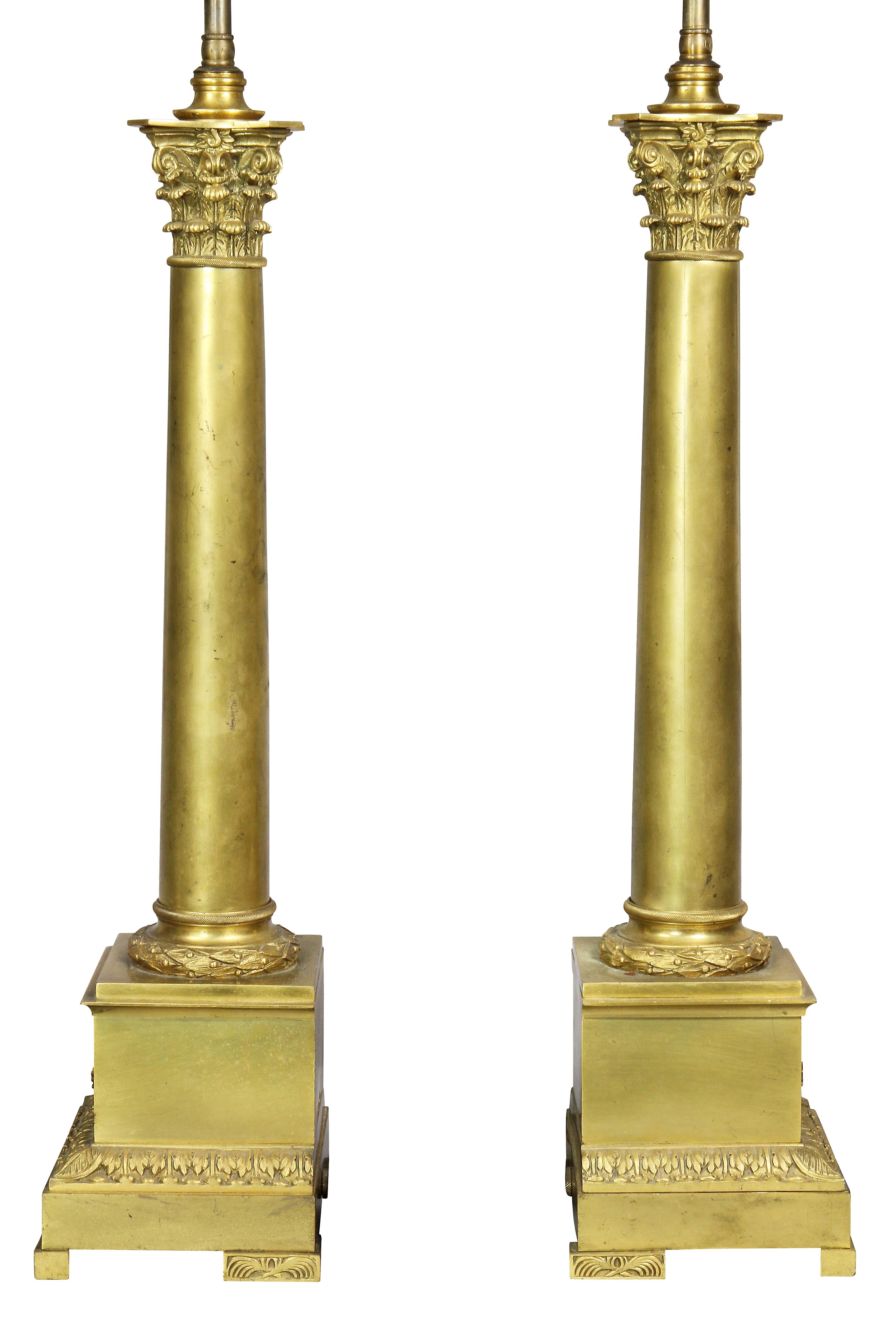 Pair of Empire Gilt Bronze Table Lamps 3
