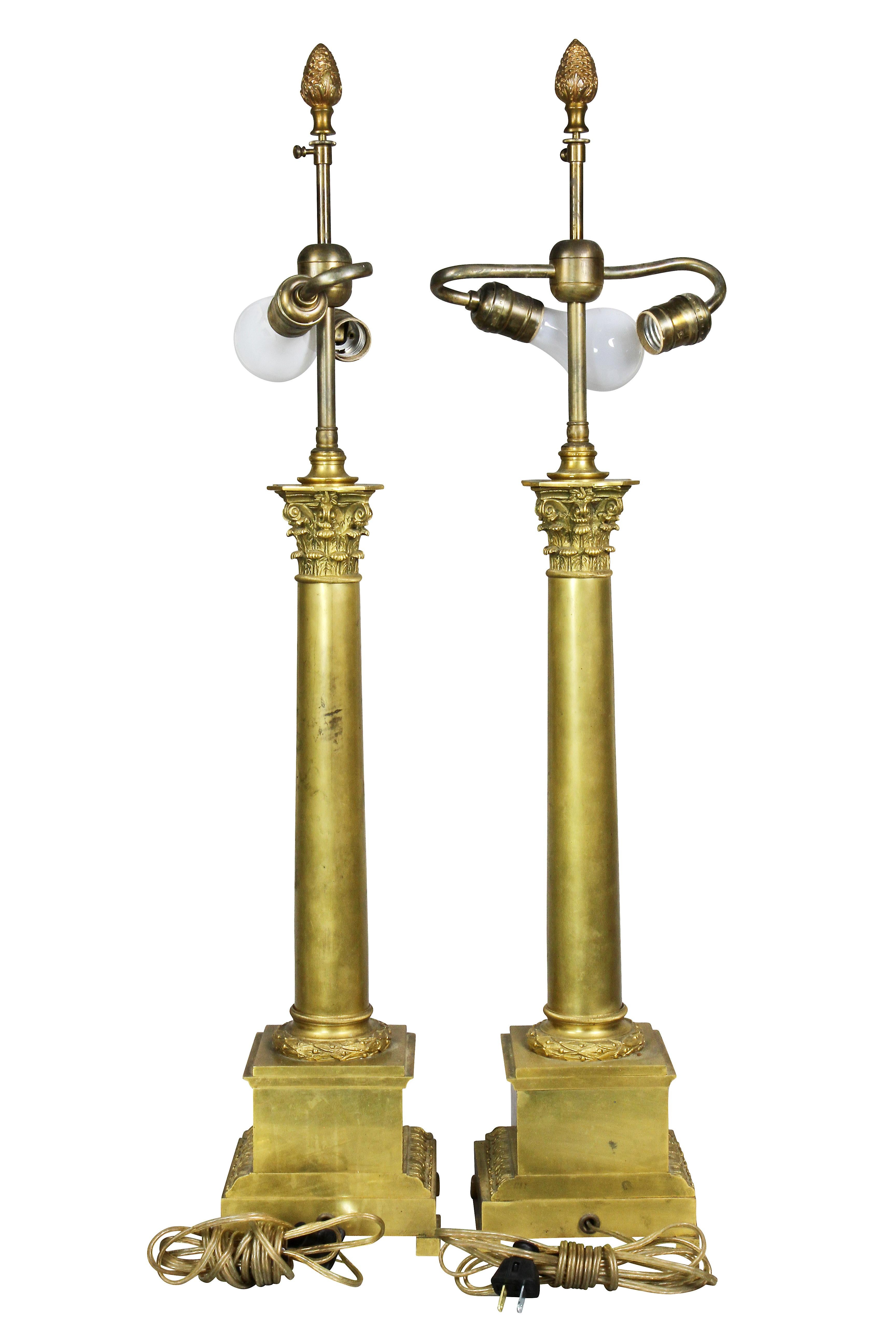 Pair of Empire Gilt Bronze Table Lamps 4