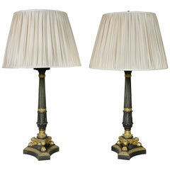 Pair of Empire Gilt Bronze Table Lamps