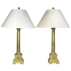 Pair of Empire Gilt Bronze Table Lamps