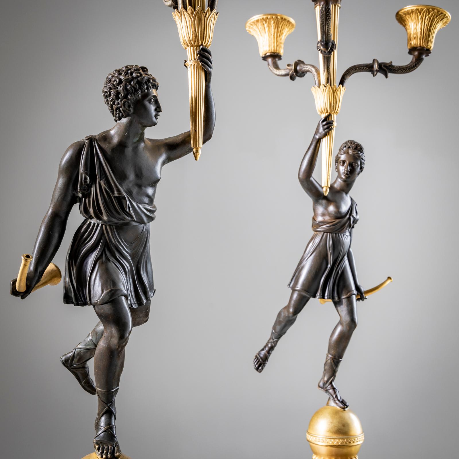 Bronzo Coppia di girandole Impero, Francia, inizio XIX secolo in vendita