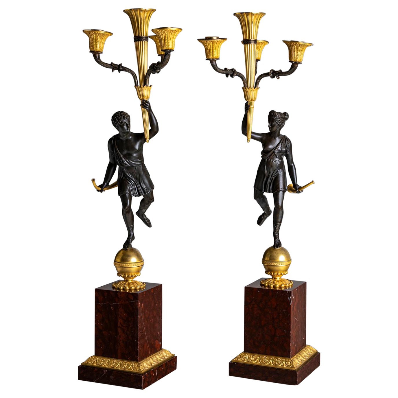 Pair of Empire girandoles, France, early 19th century