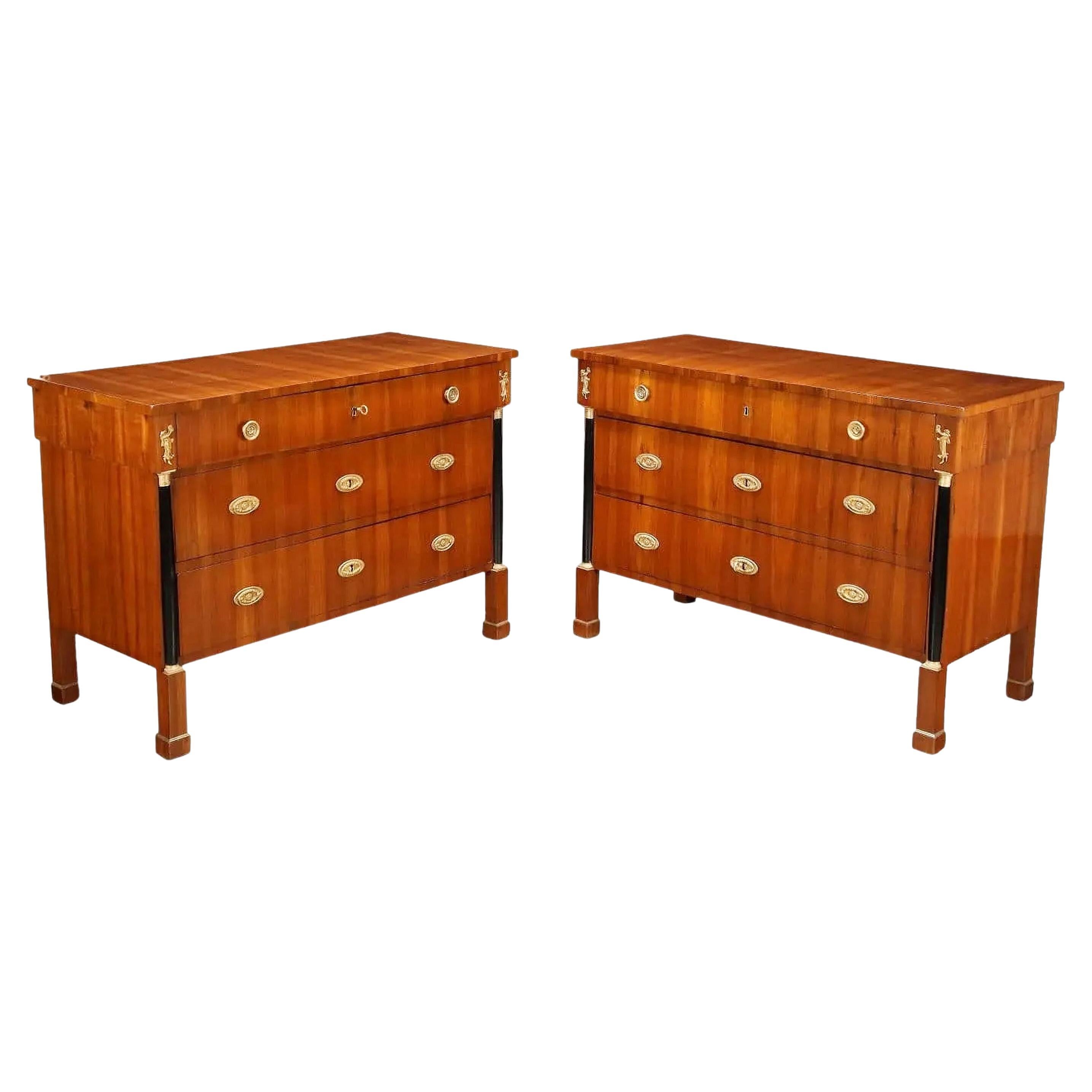 Pair of Empire Mahogany Commodes, circa 1820