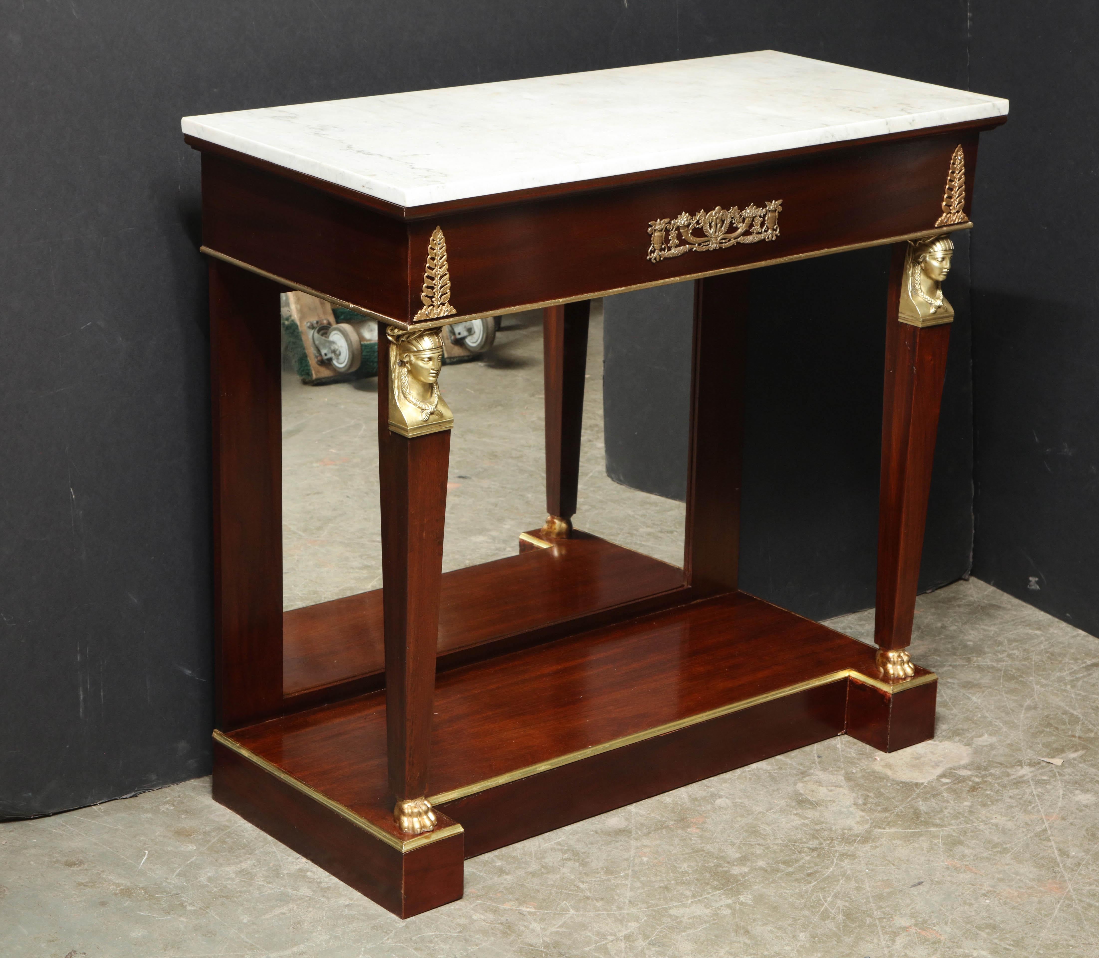 Pair of Empire Marble-Top Consoles For Sale 3