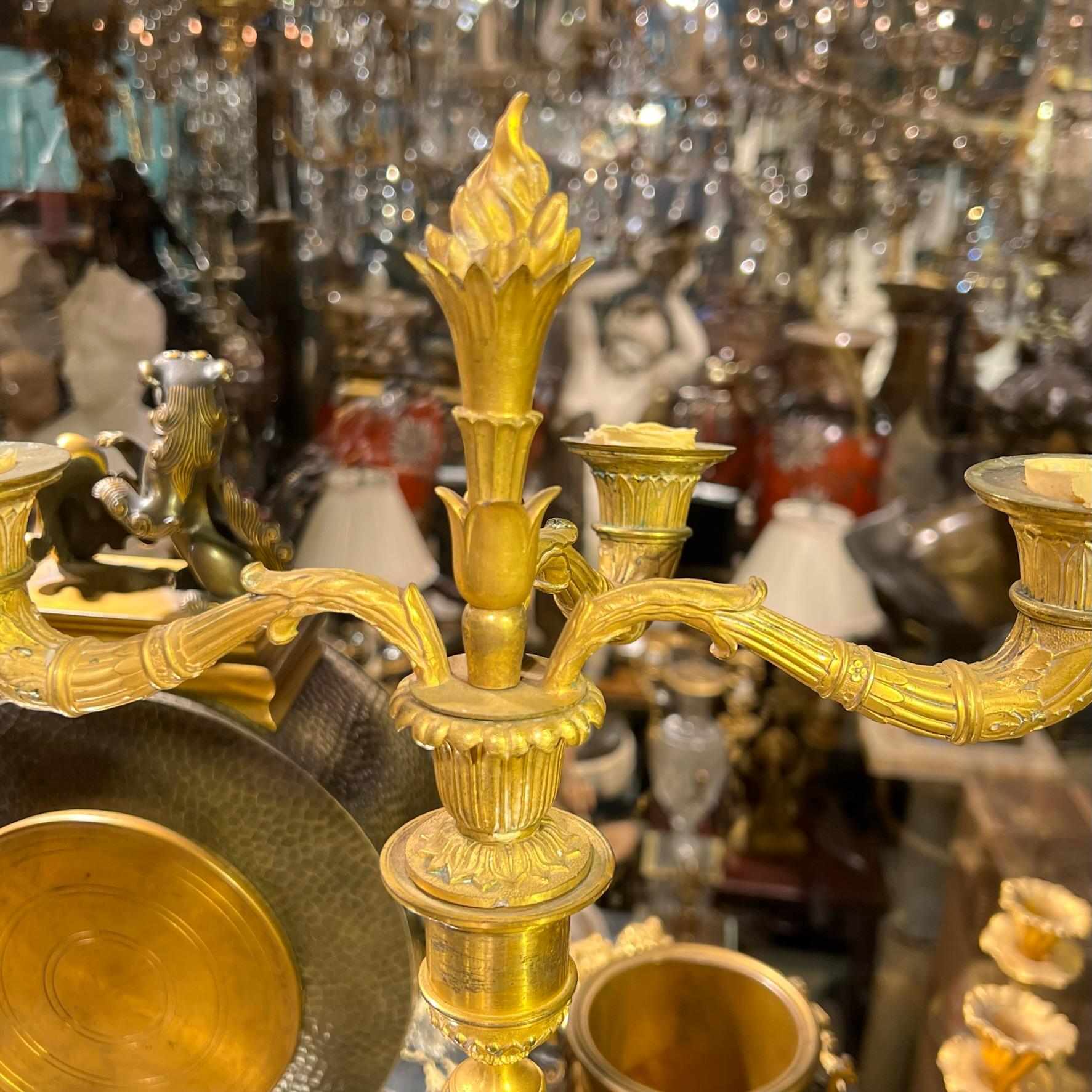 French Pair of Empire Ormolu Bronze Candelabras For Sale