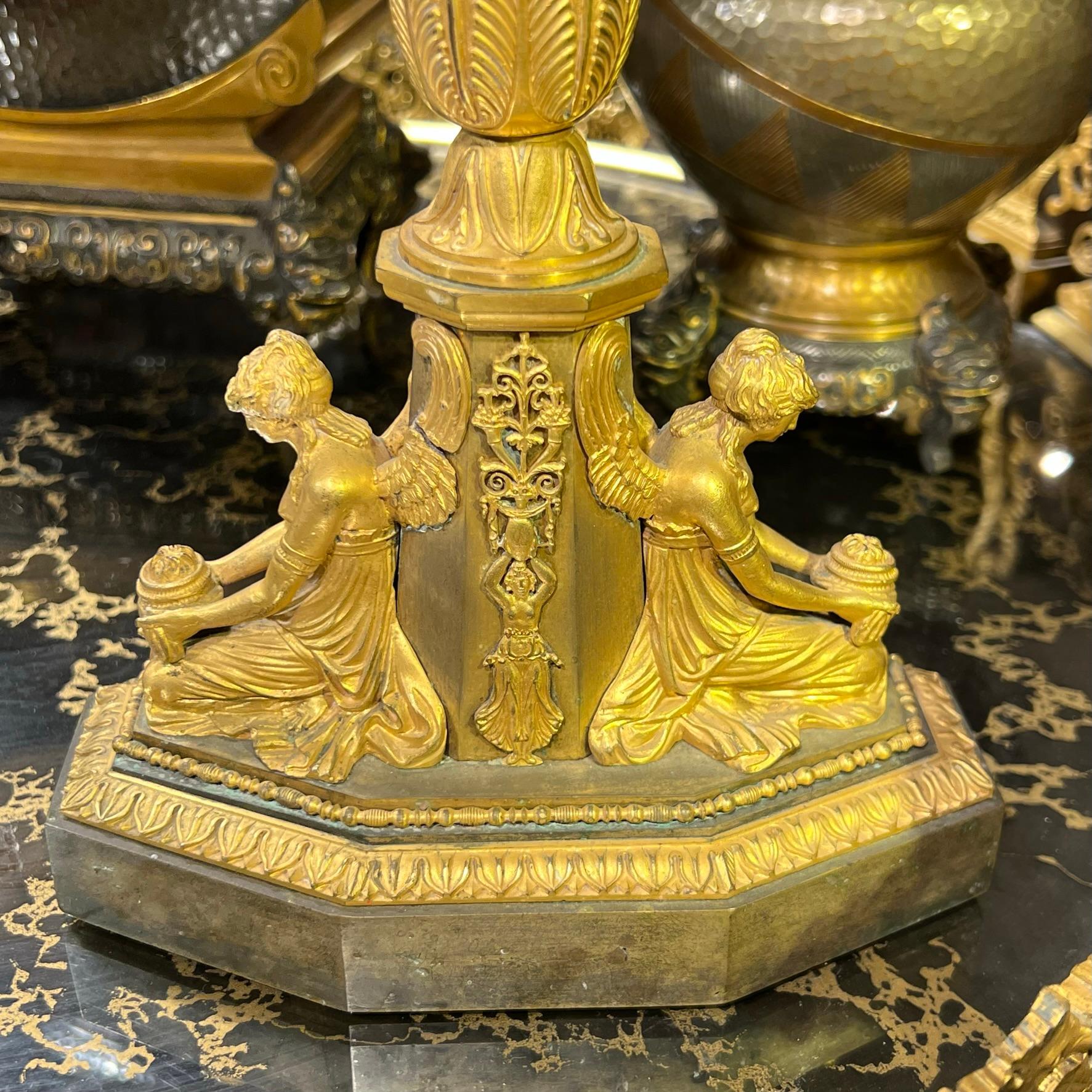 Pair of Empire Ormolu Bronze Candelabras In Good Condition For Sale In New York, NY