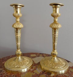Pair of Empire ormolu candlesticks - Sweden, early 19th century circa 1810