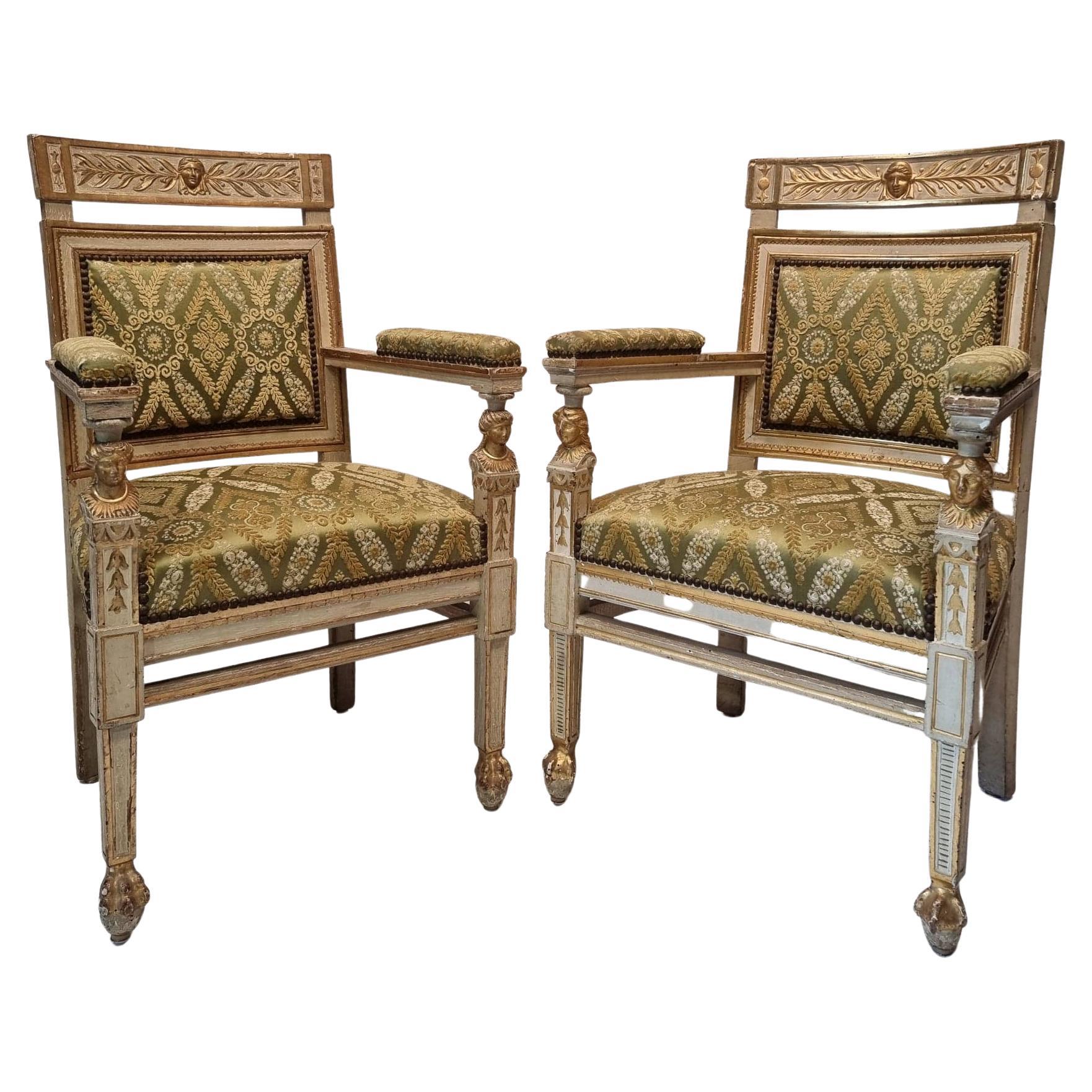 Pair of Late 19th Century Carved and Painted Wood Classical Style Open