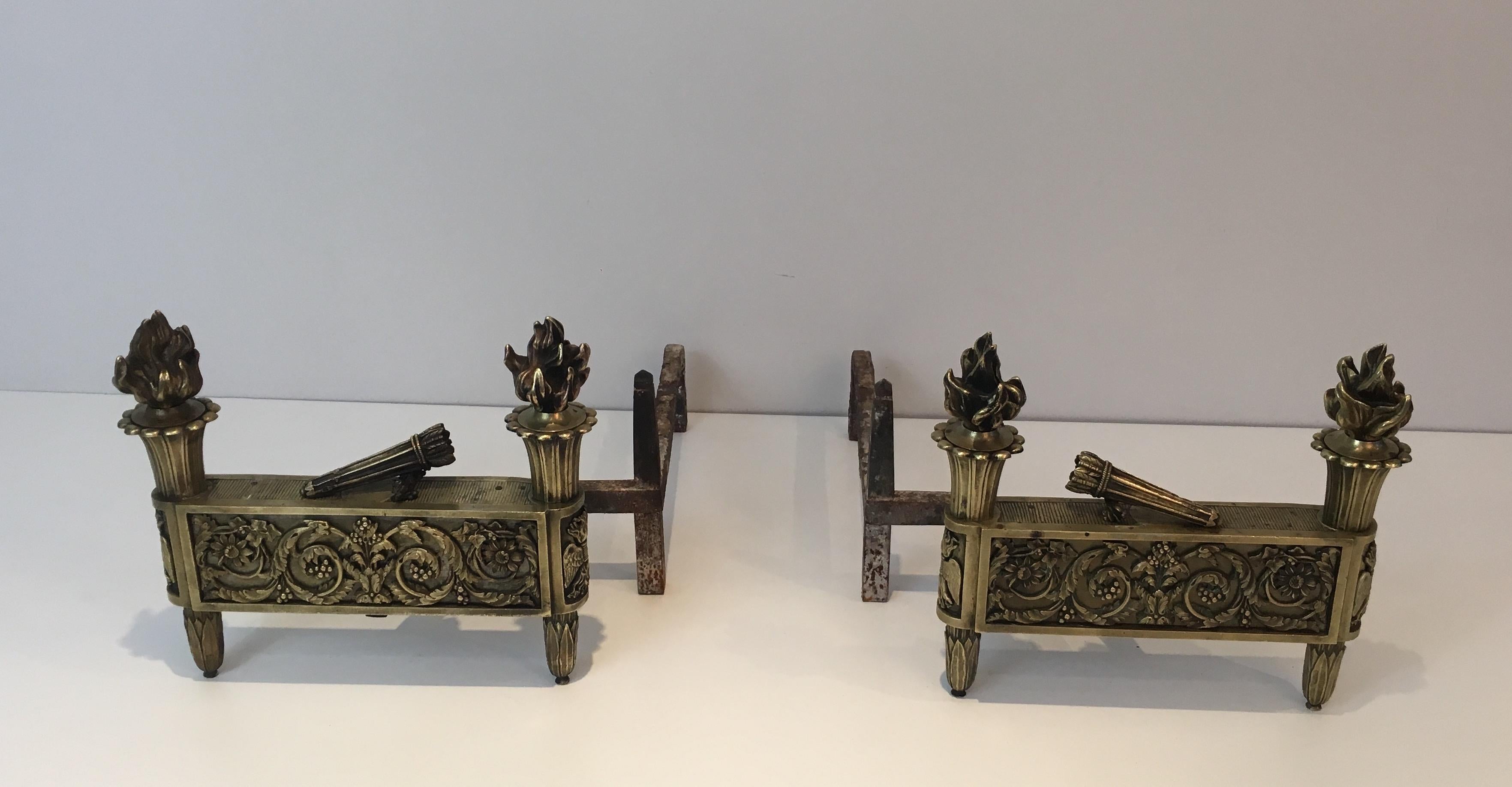 Paar Bronze-Andirons aus der Empirezeit:: französisch:: um 1850 im Angebot 7