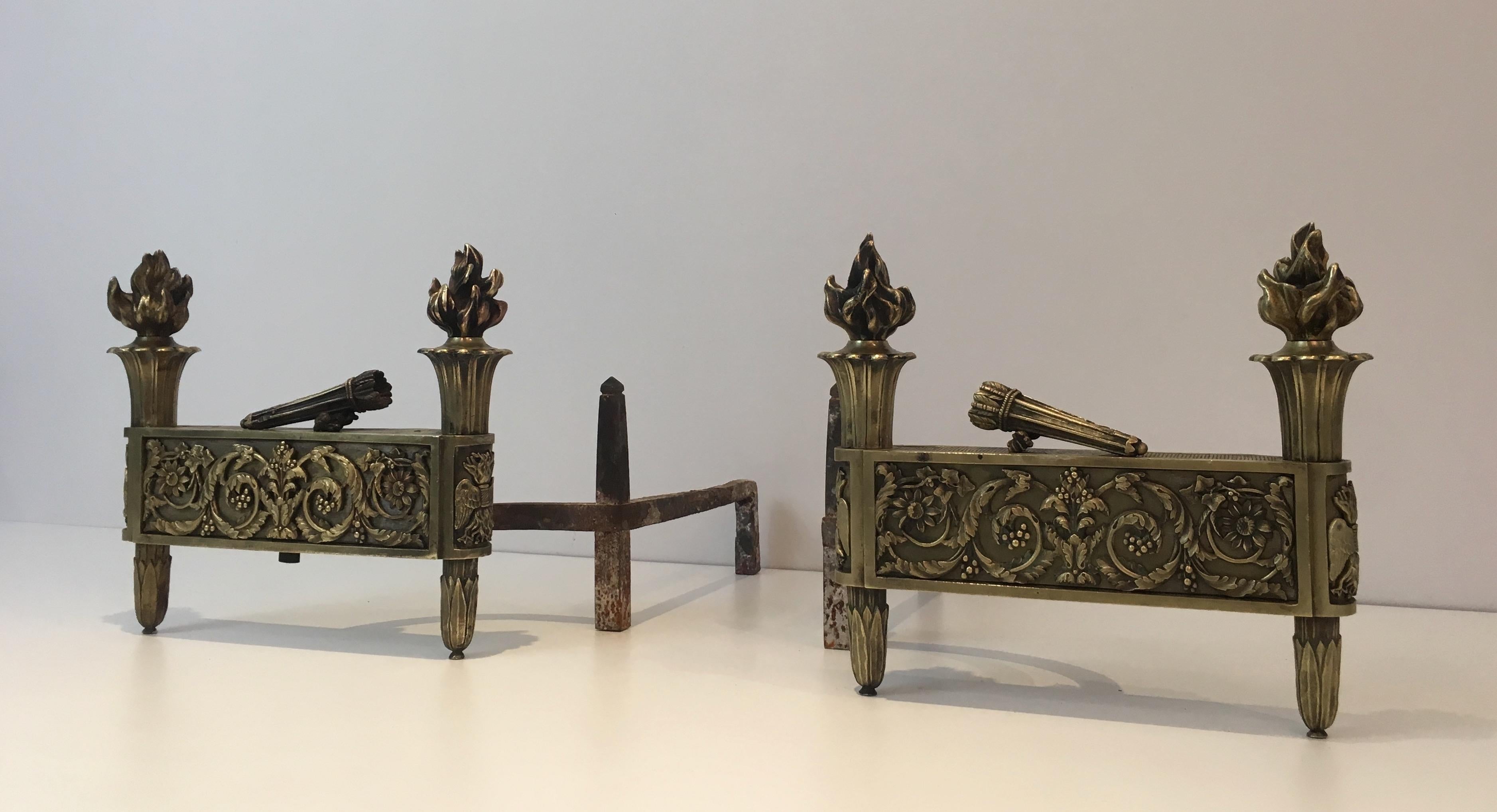 Pair of Empire Period Bronze Andirons, French, circa 1850 For Sale 9